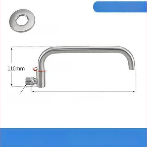 Nerezový kuchynský drezový kohút s inštaláciou do steny, otočný, len studená voda, keramický diskový ventil, brúsený povrch