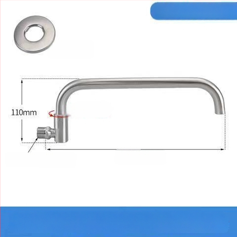 Nerezový kuchynský drezový kohút s inštaláciou do steny, otočný, len studená voda, keramický diskový ventil, brúsený povrch