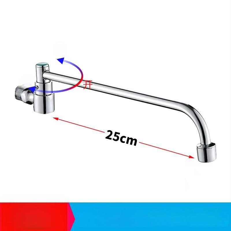 Nerezový kuchynský drezový kohút s inštaláciou do steny, otočný, len studená voda, keramický diskový ventil, brúsený povrch