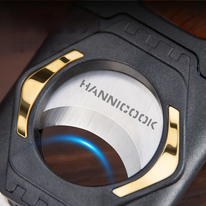 2-v-1 rezník na cigary s držiakom, ručná výroba, plast, laserové/elektroplatované povrch, značka HANNICOOK HCJ-017