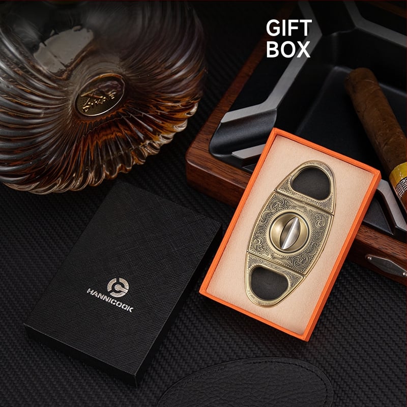 HANNICOOK nôžnice na cigarety, V-tvar dizajn, zliatina zinku, rytá plocha, retro štýl