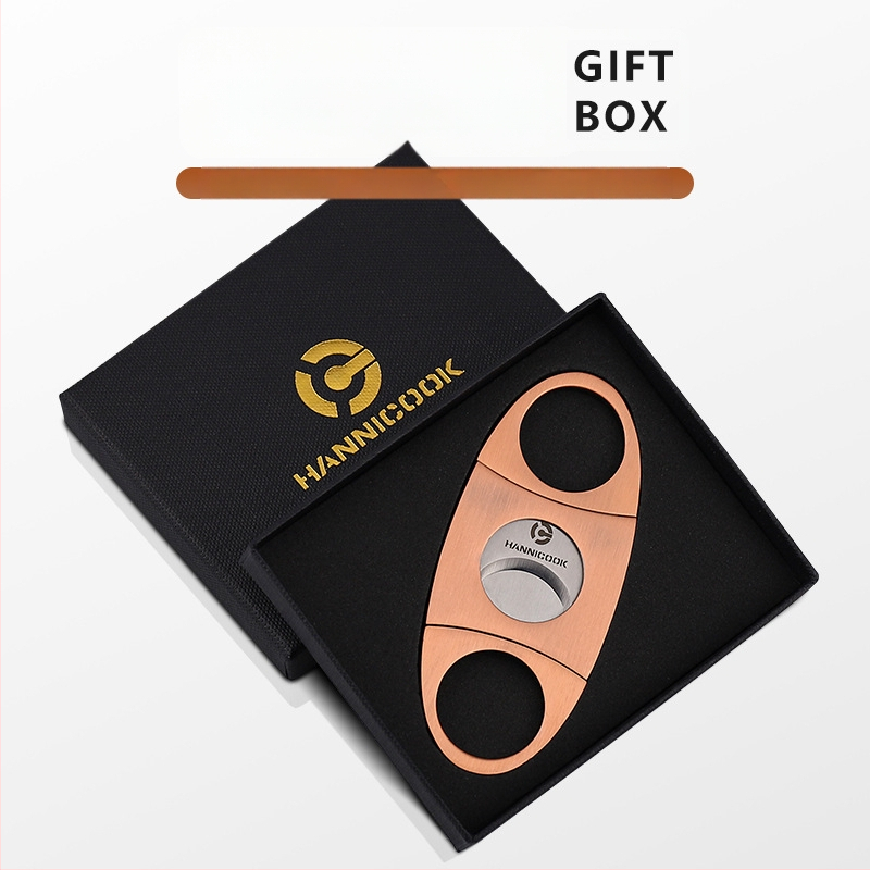 HANNICOOK Dvojstranné nožnice na cigare, nerezová oceľ, povrch drôtovým ťahom, ručné ovládanie