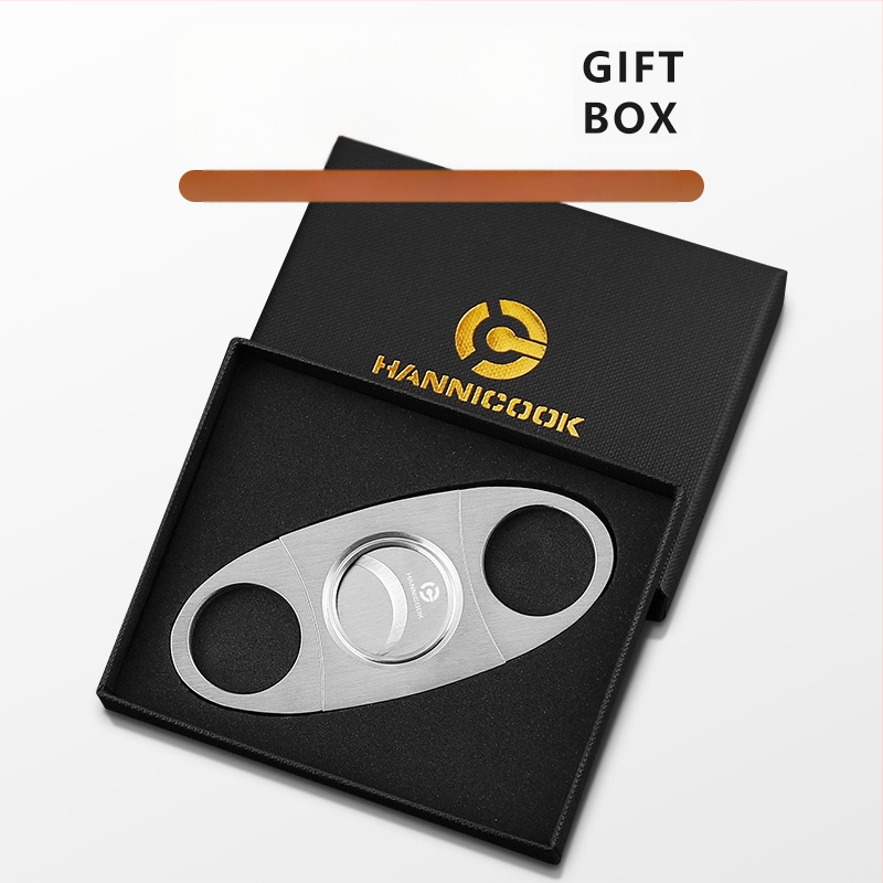 HANNICOOK Dvojstranné nožnice na cigare, nerezová oceľ, povrch drôtovým ťahom, ručné ovládanie