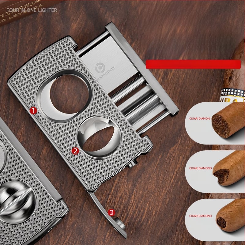 HANNICOOK viacúčelový rezník na cigarety, zliatina zinku, 3 v 1 ploché čepele a nôž tvaru V, povrchová úprava: striekanie alebo elektroplatovanie