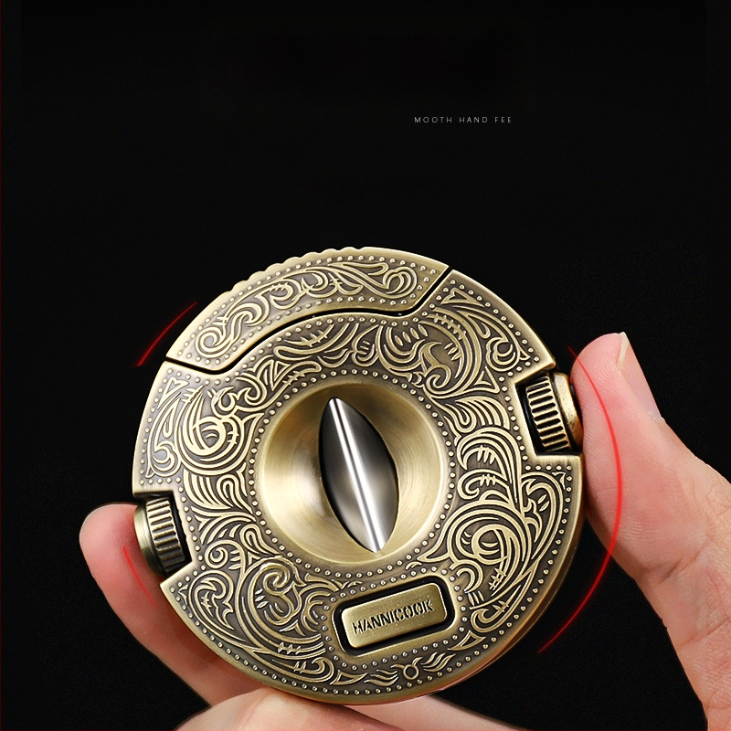 HANNICOOK zastrihávač cigár, V-tvarovaný z nerezovej ocele, telo zo zinkovej zliatiny, viaceré funkcie, poloautomatické otváranie a dierovanie