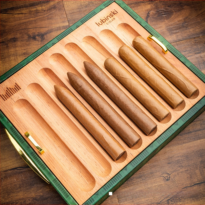 LUBINSKI Dvojposchodový tanier na cigary z cedrového dreva, prenosný, veľká kapacita, model YJA-13044