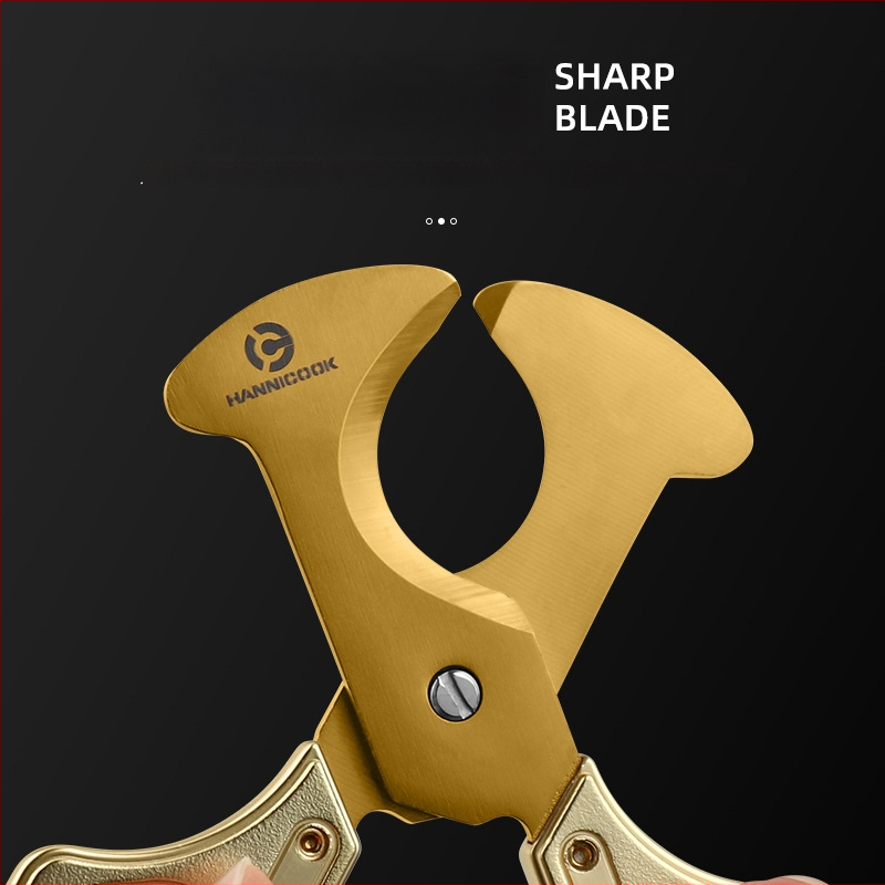 HANNICOOK cigāru šķēres ar cinka sakausējuma rokturi, lāzera apdare, divpusējie asmeņi, pielāgojamas