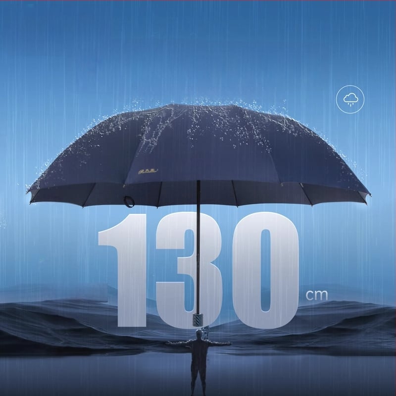 Heaven trojsegmentový reklamný dážďnik s tlačeným logom, 210T látka, oceľové výstuhy (10), plastová rúčka, ručné otváranie