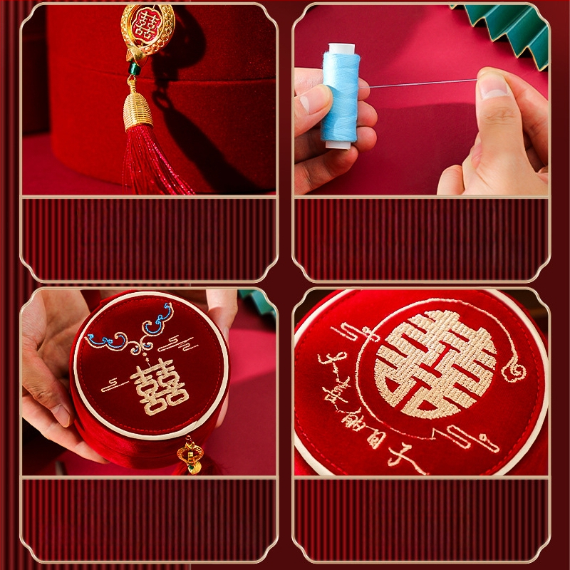 Svadobná šijacia krabička – Fei Xun Fei, látka, OPP balenie, prenosné šitie a uloženie nití