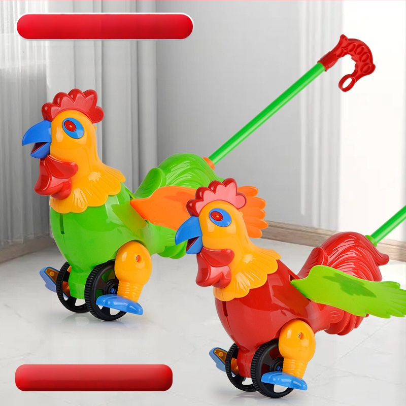 CL Hračkárska na tlačenie pre deti 0–3 rokov, kreslená kačka so zvukom – z plastu, rozvíja plazenie, uchopenie, zmysly a koordináciu ruka-oko