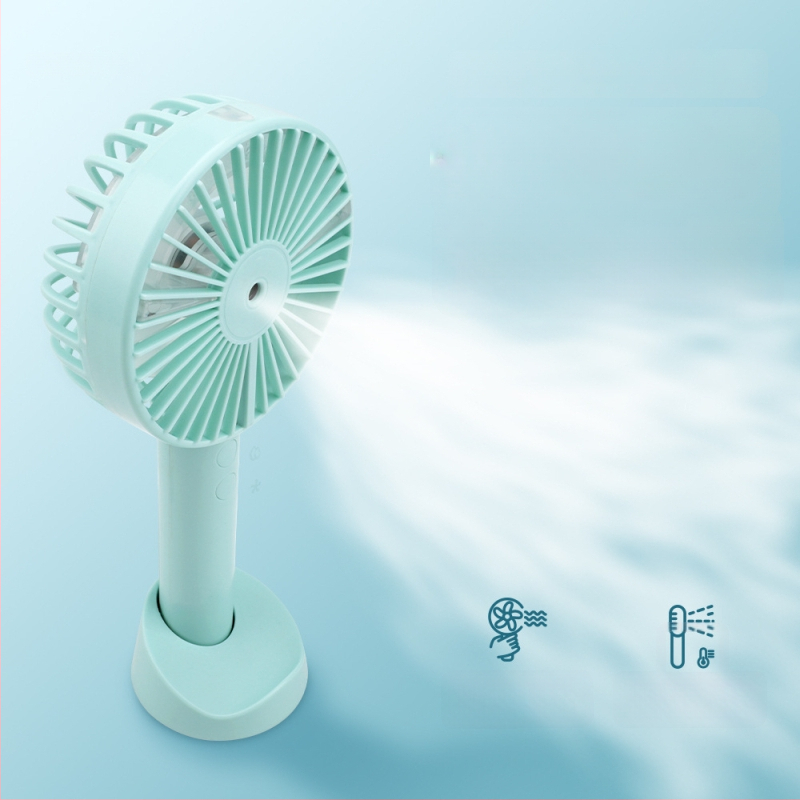 Ručný USB mlhový ventilátor s vodnou hmlou – 3 rýchlosti, bezkartáčový motor, vymeniteľná batéria 1000–1200mAh