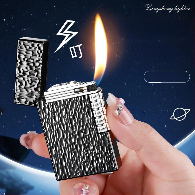 Honglin kovový zapaľovač na bután s možnosťou loga, moderný minimalistický dizajn; darček pre narodeniny