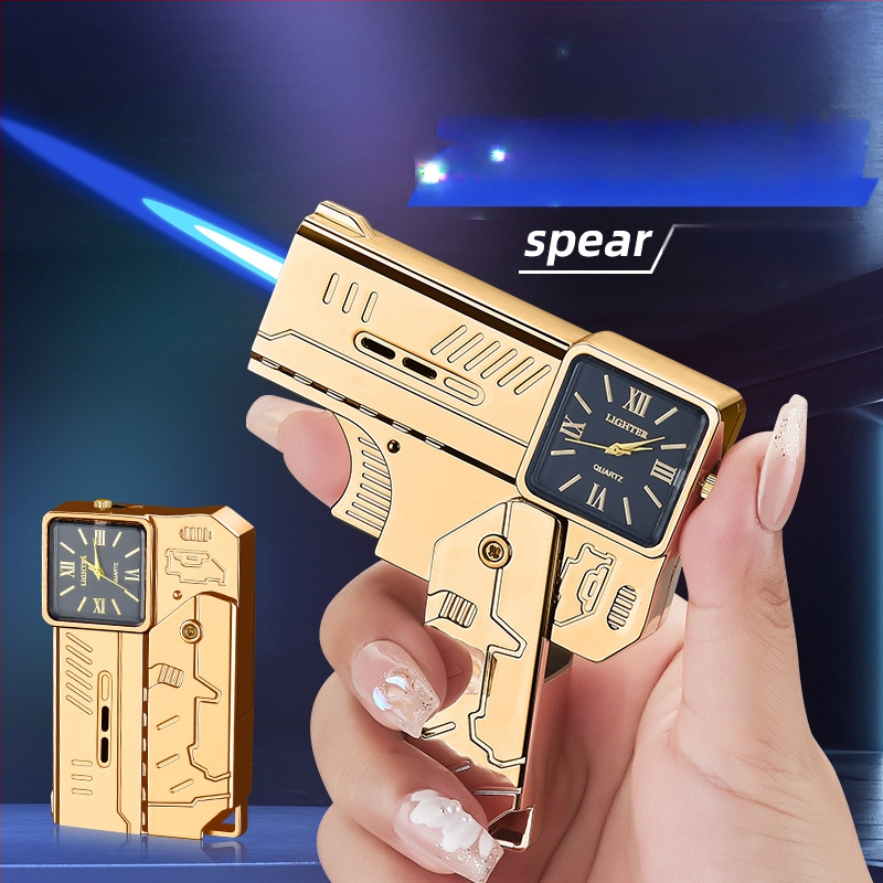 Kovový vetruodolný zapaľovač s dvojitým skladacím dizajnom, na bután, potlač loga