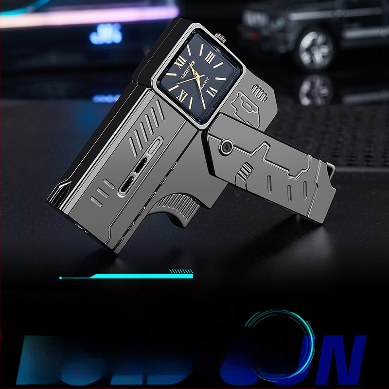 Kovový vetruodolný zapaľovač s dvojitým skladacím dizajnom, na bután, potlač loga