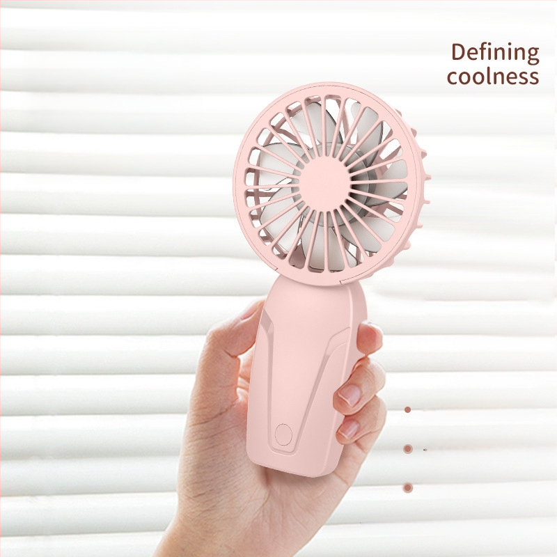 Ručný prenosný ventilátor s logom, dobíjateľný, 3 rýchlosti, 300–500 mAh batéria, 6+ lopatiek