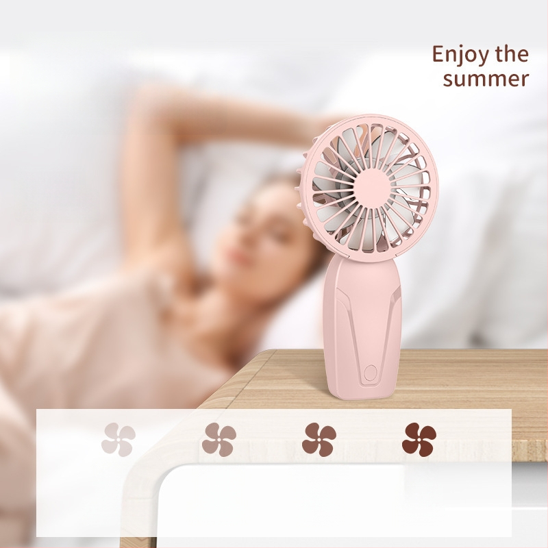 Ručný prenosný ventilátor s logom, dobíjateľný, 3 rýchlosti, 300–500 mAh batéria, 6+ lopatiek