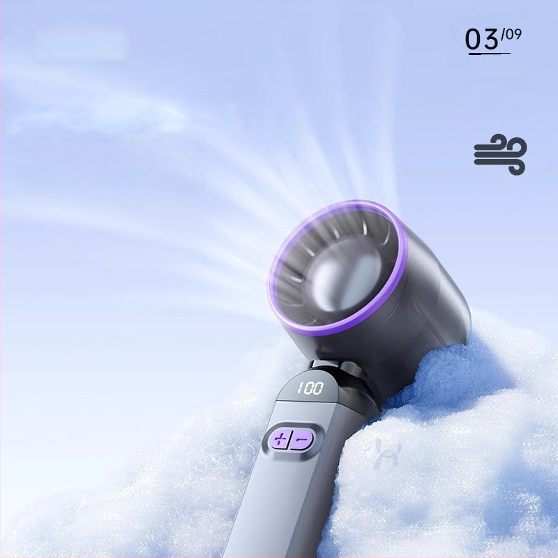 Stolový ventilátor s skladacím prenosným dizajnom, tichý, vstavaná batéria 300-500 mAh, napájanie cez USB, výdrž batérie 1-3 h