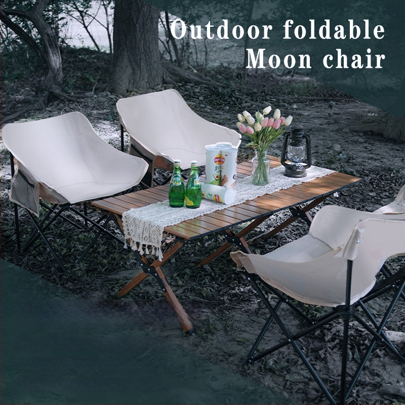 Moon Chair pre kempovanie, skladacie kreslo s kovovým rámom a PE/PVC sedením, Dacheng
