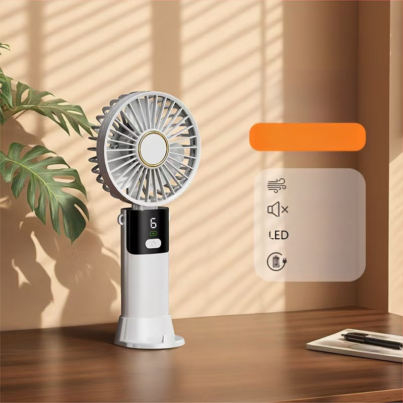 Ručný prenosný mini ventilátor USB, 3 lopatky, vstavaná batéria 300–500 mAh, hluk pod 36 dB, doba chodu 1–3 h