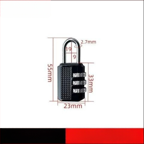 Kombinovaný zámok s digitálnym kódom, vodeodolný, zinková zliatina; hrúbka zámkovej tyčky 8 mm, rozstup tyčí 25,5 mm; vhodné pre batožinu, posilňovňu a skriňu.