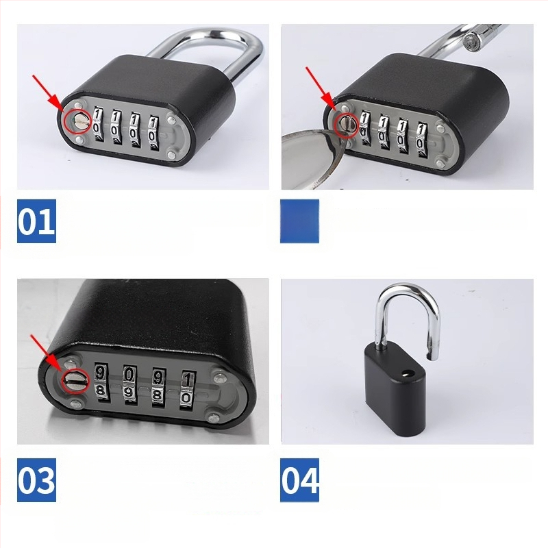 Kombinovaný zámok s digitálnym kódom, vodeodolný, zinková zliatina; hrúbka zámkovej tyčky 8 mm, rozstup tyčí 25,5 mm; vhodné pre batožinu, posilňovňu a skriňu.