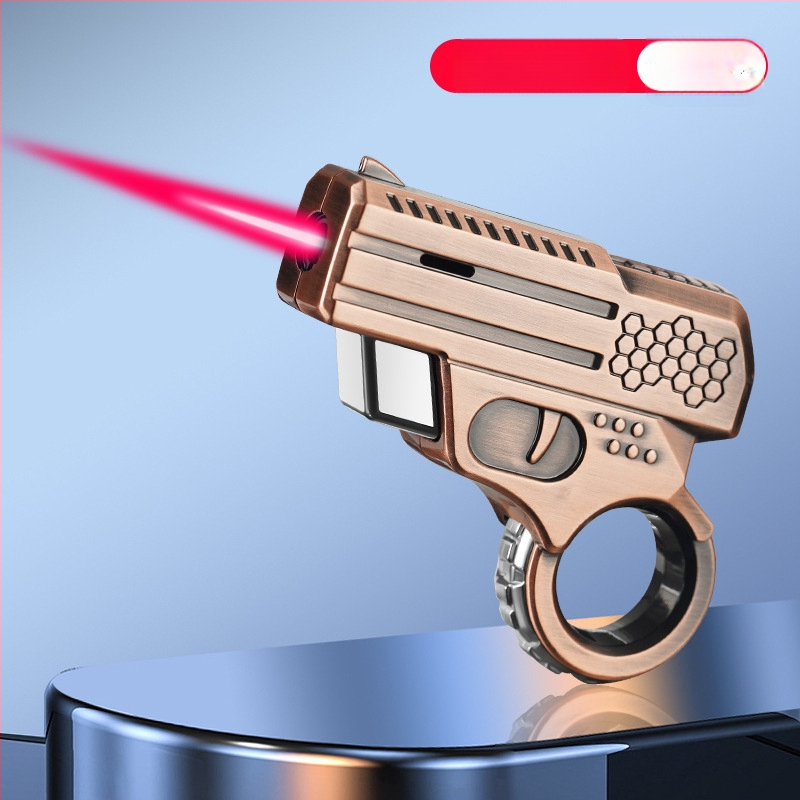 Kovový zapaľovač, vetruodolný, poháňaný butánom, nafukovací mechanizmus, červený plameň (Kovový; Vetruodolný; Bután; Nafukovací; Červený plameň)