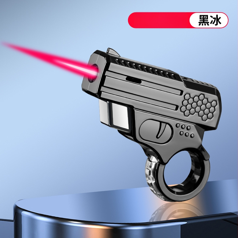 Kovový zapaľovač, vetruodolný, poháňaný butánom, nafukovací mechanizmus, červený plameň (Kovový; Vetruodolný; Bután; Nafukovací; Červený plameň)