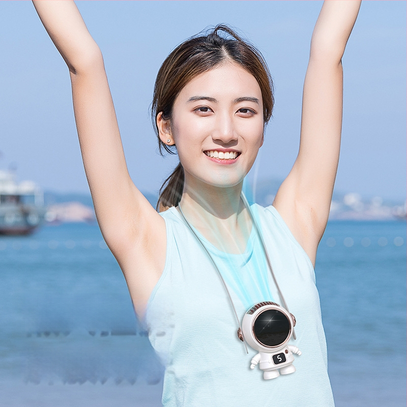 Nákrčný mini ventilátor s vlastným logom a kresleným dizajnom, USB nabíjanie, 5V 4.5W, 5 rýchlostí, zabudovaná batéria 800–1000 mAh