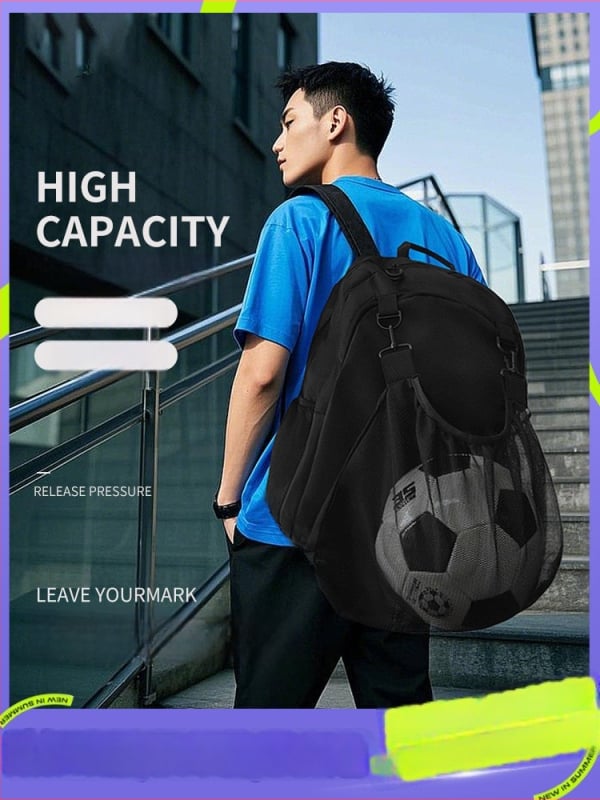 Športový batoh s oddeleným priehradkou na topánky, nepremokavý, veľká kapacita, úložný priestor na loptičky, Oxford látka