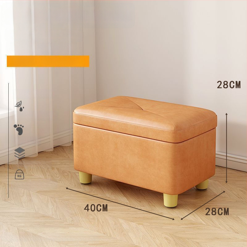 Úložný stolič na topánky, kožený povrch, obdĺžnikový tvar, konštrukcia z fiberboardu, nosnosť 150 kg, kapacita 12 L