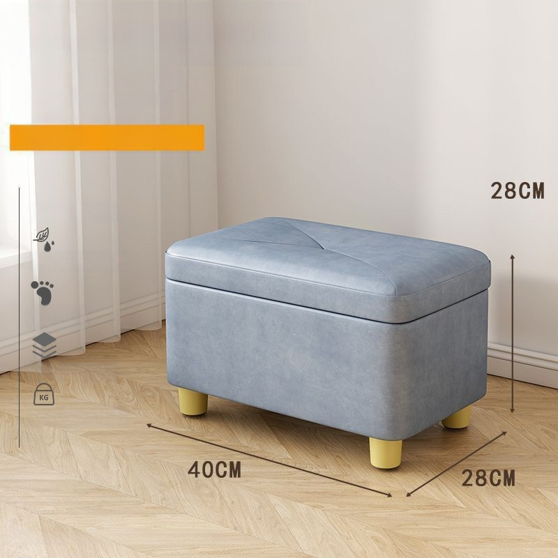 Úložný stolič na topánky, kožený povrch, obdĺžnikový tvar, konštrukcia z fiberboardu, nosnosť 150 kg, kapacita 12 L