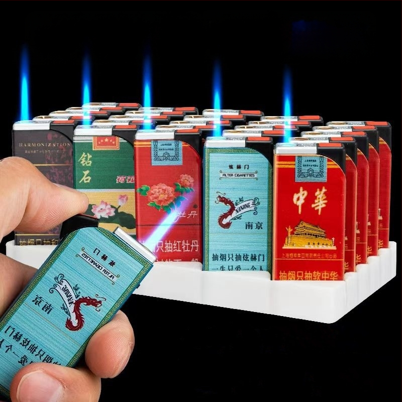 Zapaľovač s kovovým telom, proti vetru, opakovane plniteľný, palivo bután, štýl národného trendu