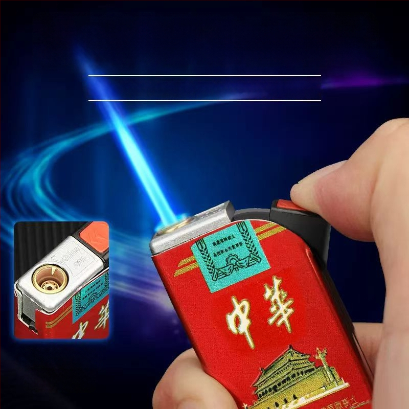 Zapaľovač s kovovým telom, proti vetru, opakovane plniteľný, palivo bután, štýl národného trendu