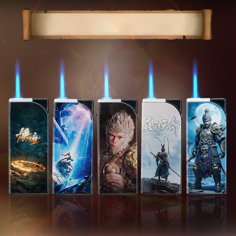 Zapaľovač s kovovým telom, proti vetru, opakovane plniteľný, palivo bután, štýl národného trendu