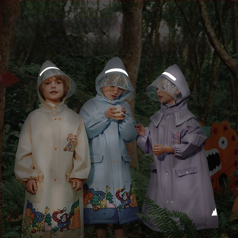 Detský EVA dážďový pončo na turistiku - nepremokavý, pre 1 osobu, možnosť potlače loga, prispôsobiteľný