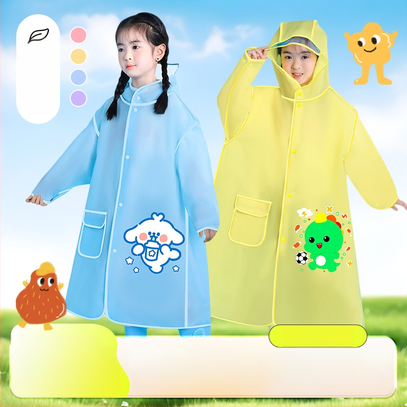 Laste EVA vihmpončo varjatud seljakoti osaga, paks ja veekindel pikk vihmariietus kooliks ja rattasõiduks