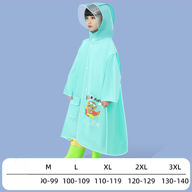 Laste EVA vihmpončo varjatud seljakoti osaga, paks ja veekindel pikk vihmariietus kooliks ja rattasõiduks