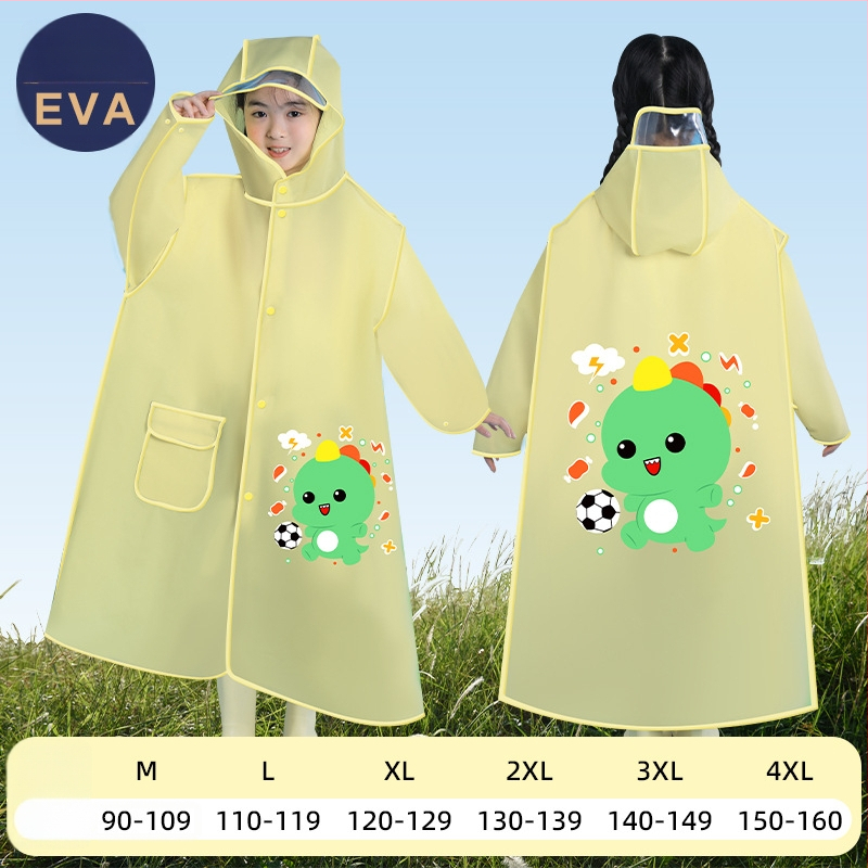 Laste EVA vihmpončo varjatud seljakoti osaga, paks ja veekindel pikk vihmariietus kooliks ja rattasõiduks