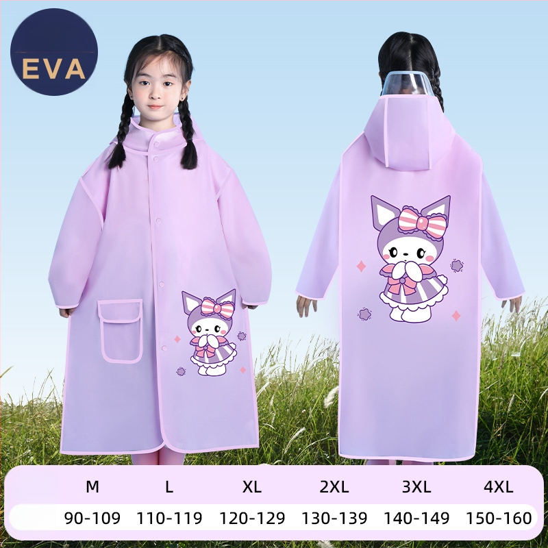 Laste EVA vihmpončo varjatud seljakoti osaga, paks ja veekindel pikk vihmariietus kooliks ja rattasõiduks