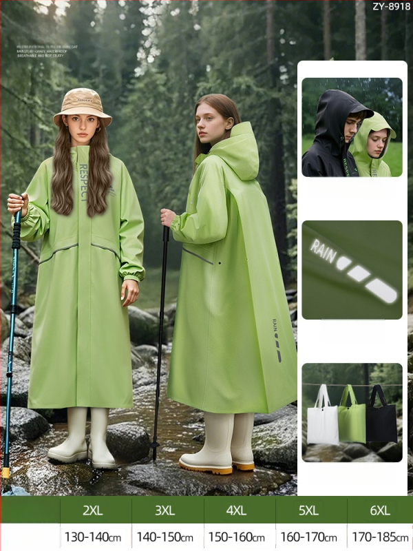 Jednodielne dažďové pončo pre dospelých, turistika, tkanina Chunya Textile, PU lepidlo vodotesný povlak