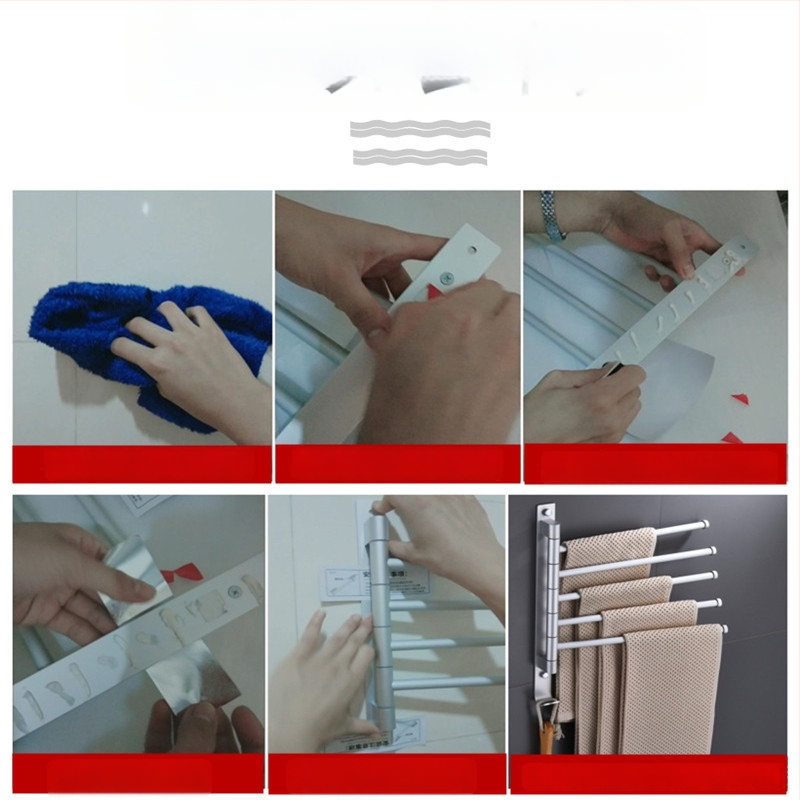 Rotujúci bezvŕtový stojan na uteráky z vesmírneho hliníka, viacstĺpový dizajn, do kúpeľne, CE certifikát