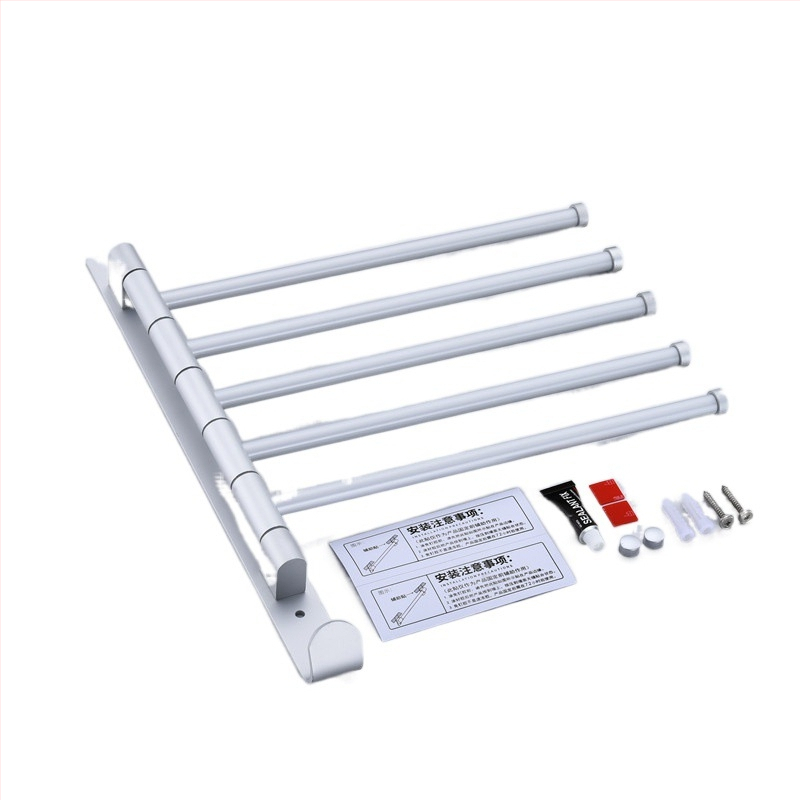 Rotujúci bezvŕtový stojan na uteráky z vesmírneho hliníka, viacstĺpový dizajn, do kúpeľne, CE certifikát