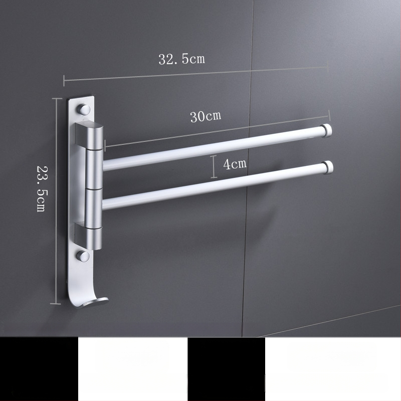 Rotujúci bezvŕtový stojan na uteráky z vesmírneho hliníka, viacstĺpový dizajn, do kúpeľne, CE certifikát