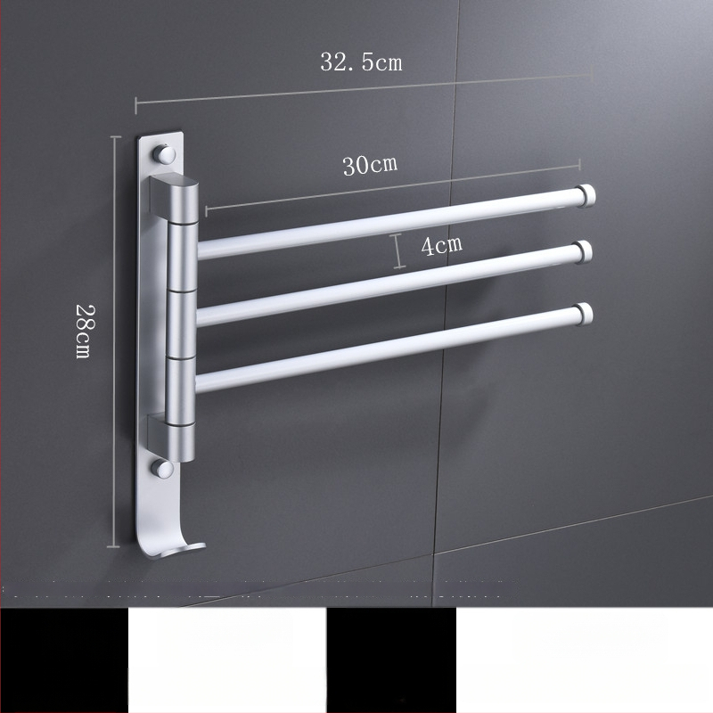 Rotujúci bezvŕtový stojan na uteráky z vesmírneho hliníka, viacstĺpový dizajn, do kúpeľne, CE certifikát