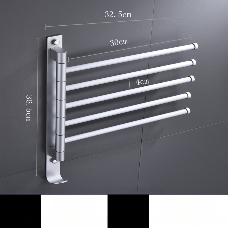 Rotujúci bezvŕtový stojan na uteráky z vesmírneho hliníka, viacstĺpový dizajn, do kúpeľne, CE certifikát