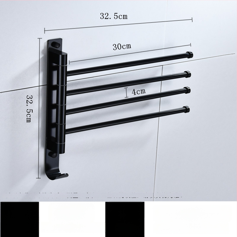 Rotujúci bezvŕtový stojan na uteráky z vesmírneho hliníka, viacstĺpový dizajn, do kúpeľne, CE certifikát