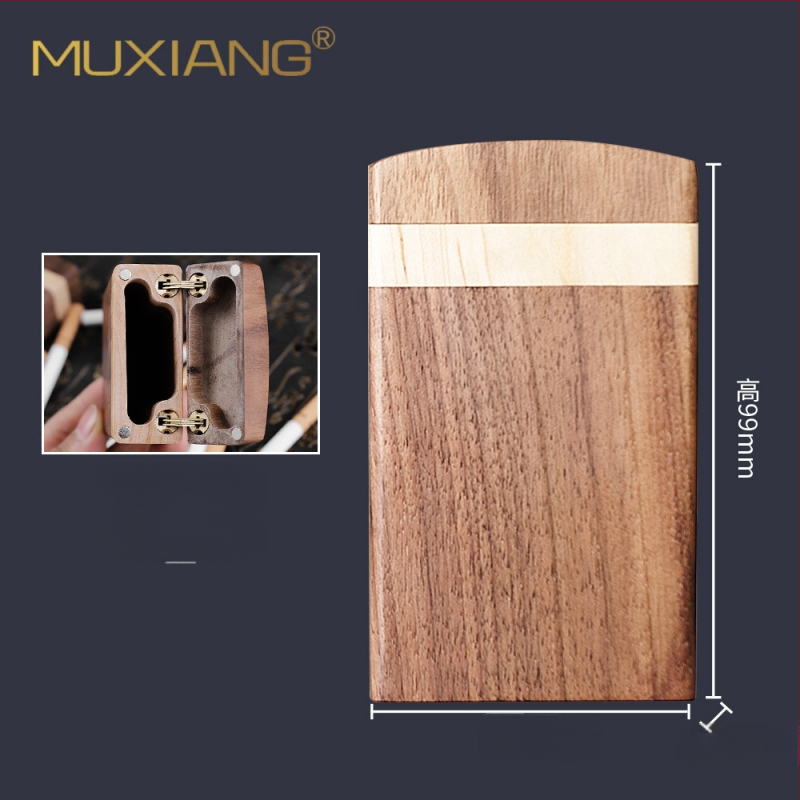 Puidust sigaretihoidik musta pähklipuu ja vahtrapuu kombinatsioonist, logotüübi trükkimine, kohandamine, privaatne märgistamine