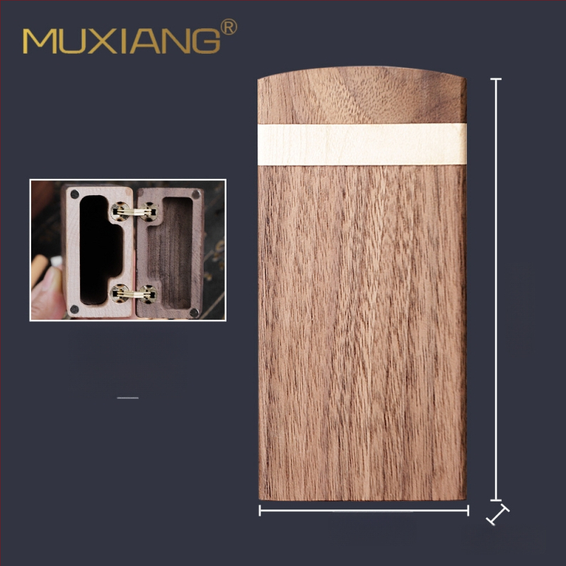 Puidust sigaretihoidik musta pähklipuu ja vahtrapuu kombinatsioonist, logotüübi trükkimine, kohandamine, privaatne märgistamine