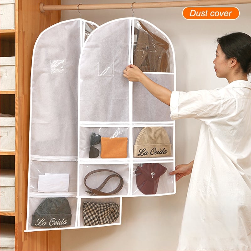 Ochranná taška na oblečenie z netkanej textílie, vodotesná, visiaca priehľadná taška na skladovanie oblečenia