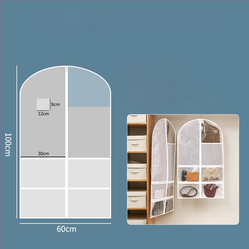 Ochranná taška na oblečenie z netkanej textílie, vodotesná, visiaca priehľadná taška na skladovanie oblečenia